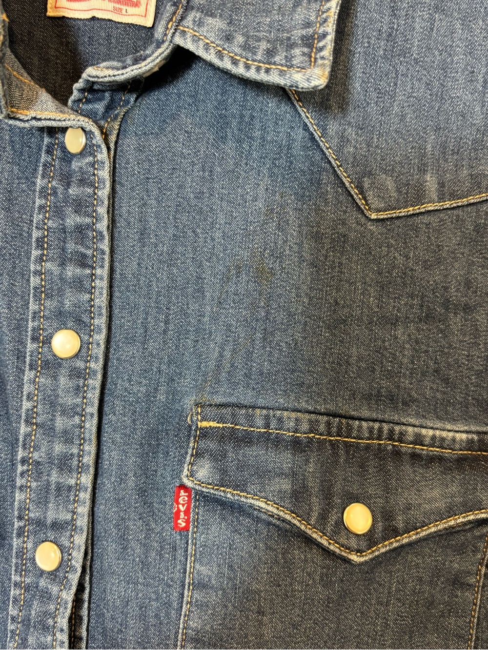 Levi's Blue Denim Western Snap Shirt - Picture 4 of 4